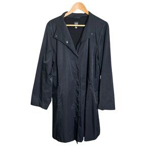 Eileen Fisher Black Longline Snap Front Mid-Weight Coat Size XL